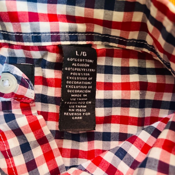 Large Dockers Blue and Red Cross Hatch Button Down Shirt - Picture 3 of 3